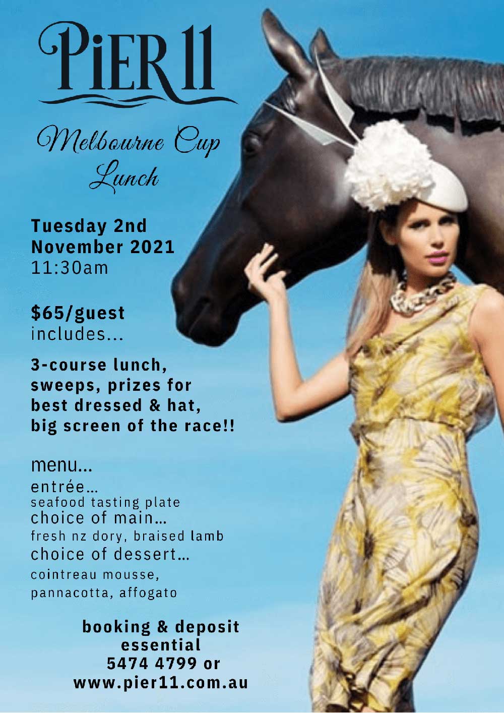 Flyer for Melbourne Cup 2021 lunch at Pier 11 